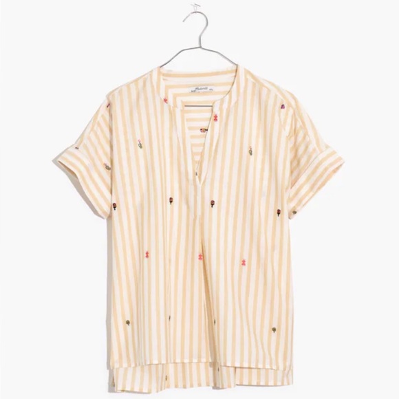 Embroidered Lakeline Popover Shirt in Stripe - Picture 2 of 7